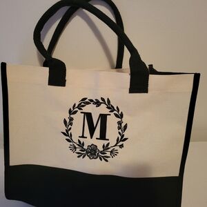 Elegant Black and Cream Tote Bag